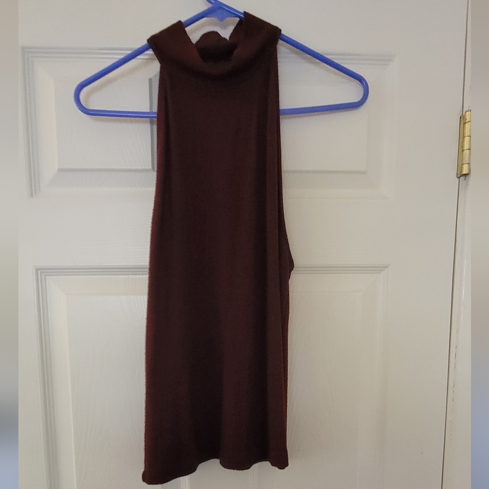 Large Burgundy sleeveless turtle neck shirt from Me to We